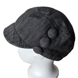 DELUX Grey Paperboy Newsboy Poorboy Bakerboy Hat Cloche Buttons Cotton